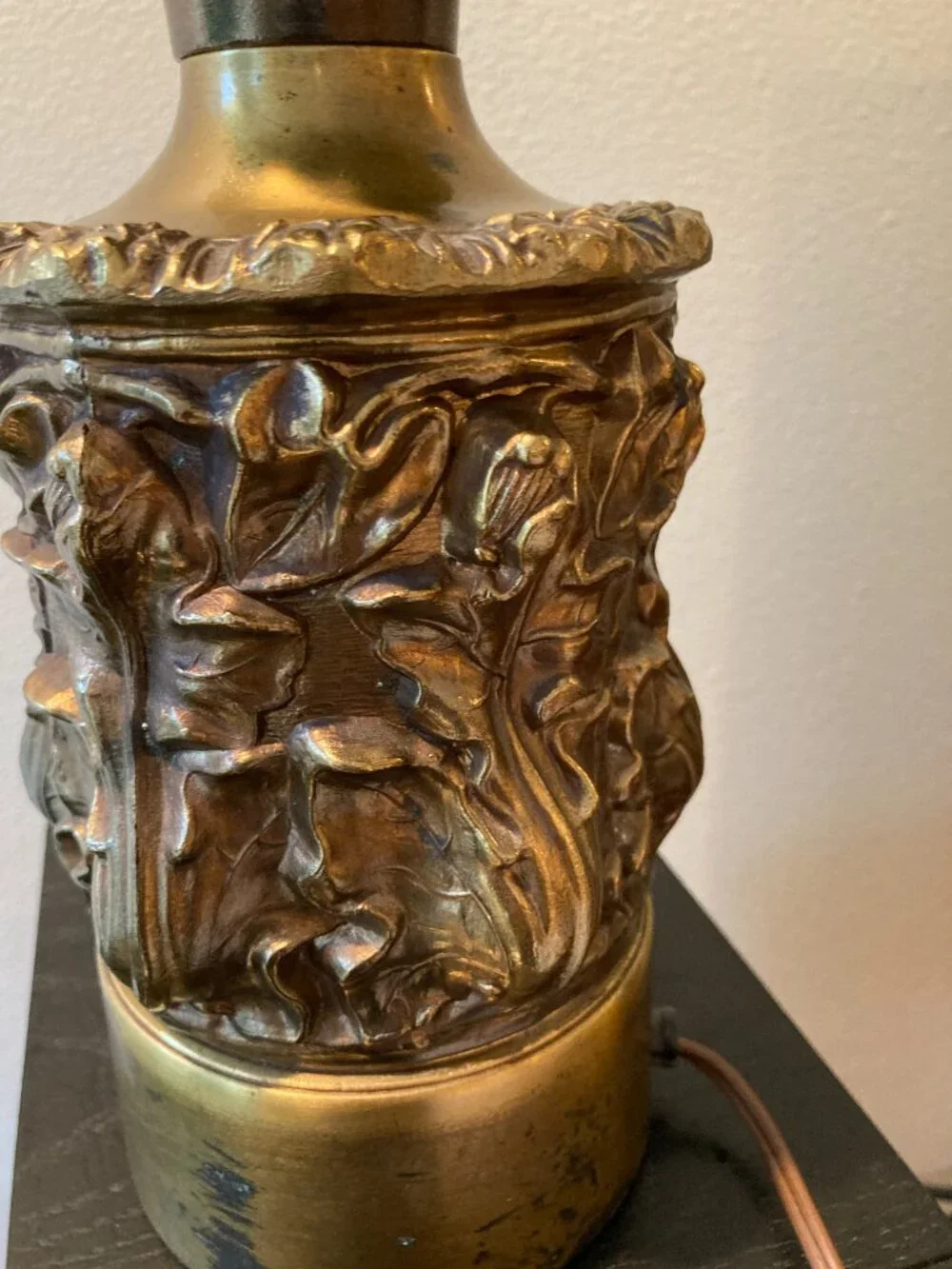 Brass lamp floral vintage 16.5